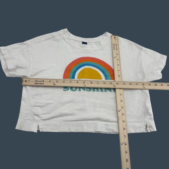 Old Navy‎ XL White Make Your Own Sunshine T-Shirt Cropped Rainbow Graphic - Picture 4 of 6